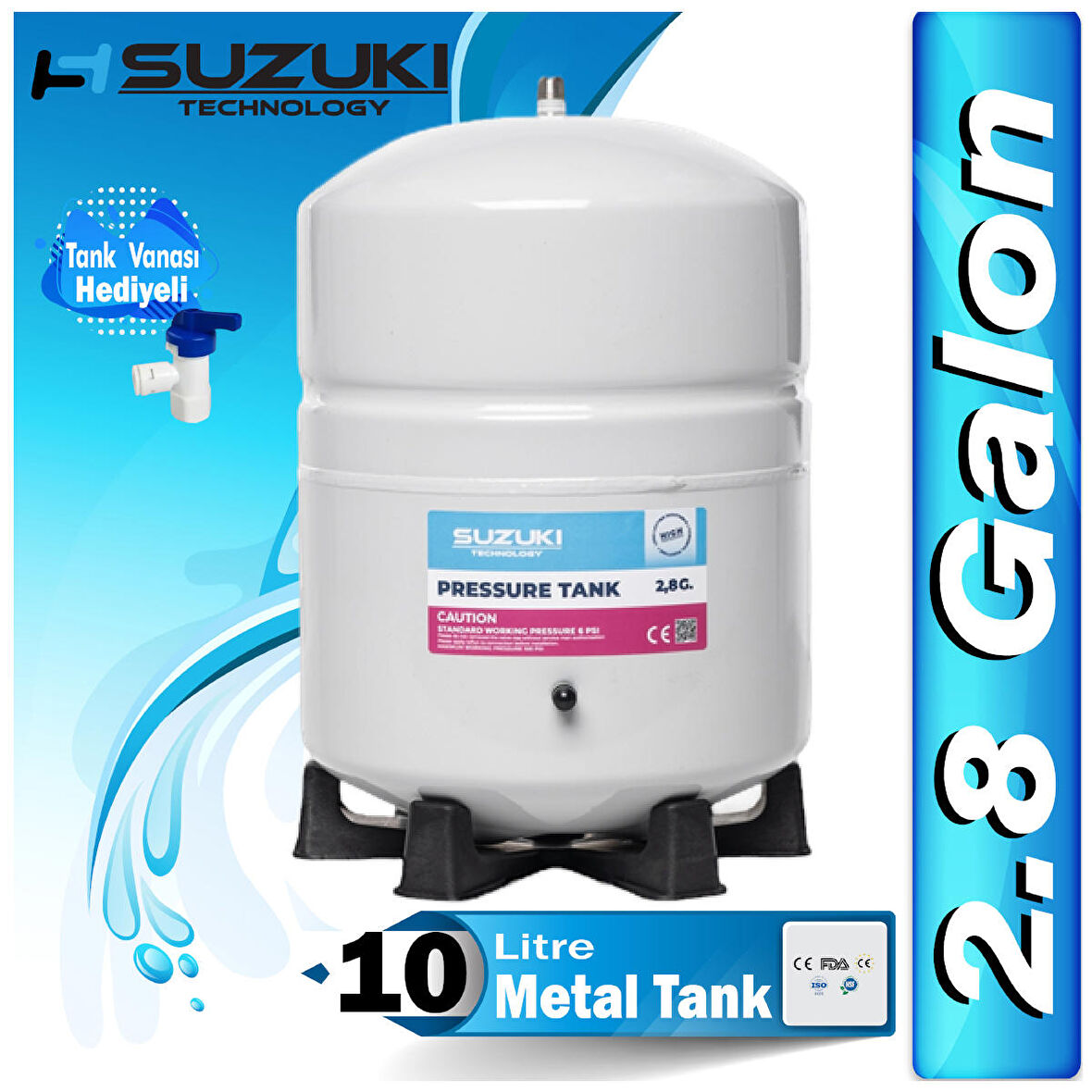 Su Arıtma Deposu,Su Arıtma Tankı(2.8 Galon) 10 Litre Metal Tank