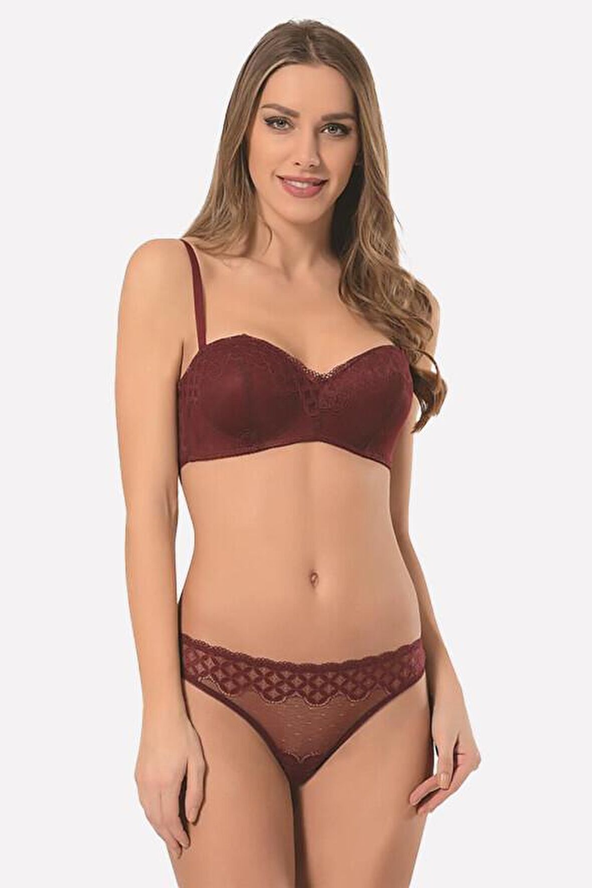 Bordo Sütyen Külot Takım