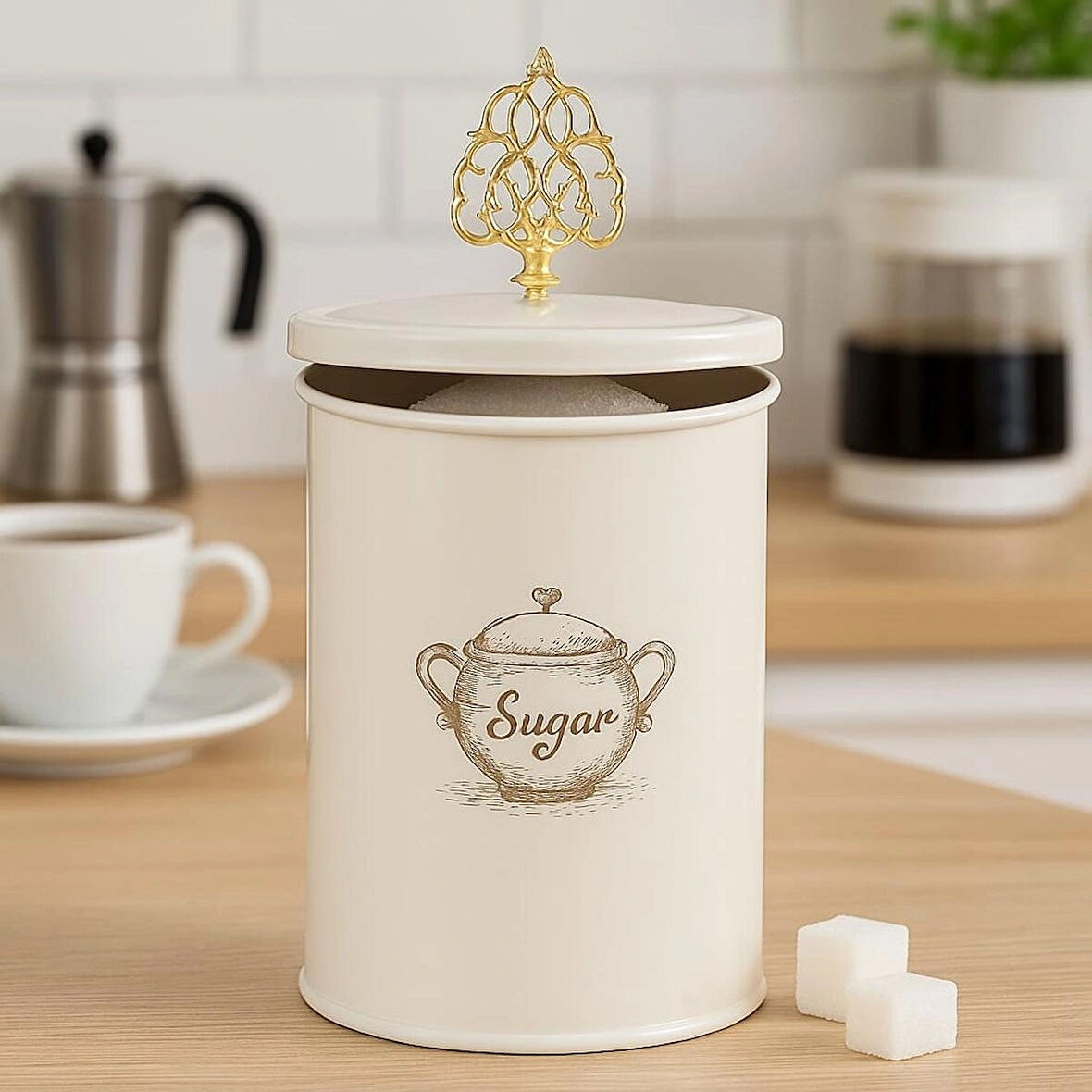 Dekorasyaa Şeker Kavanoz Metal 1200ml