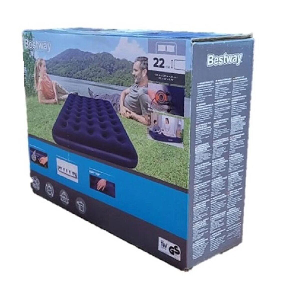 Bestway Pavillo 67287 Mavi Çift Kişilik Şişme Yatak + Elektrikli Pompa 191X137X22 cm