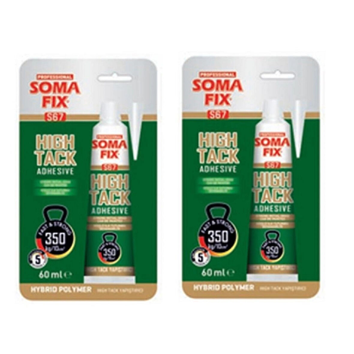 2 Adet Tüp 60 ml Somafix Hibrid High Tack Extra Kuvvetli Yapıştırıcı Beyaz
