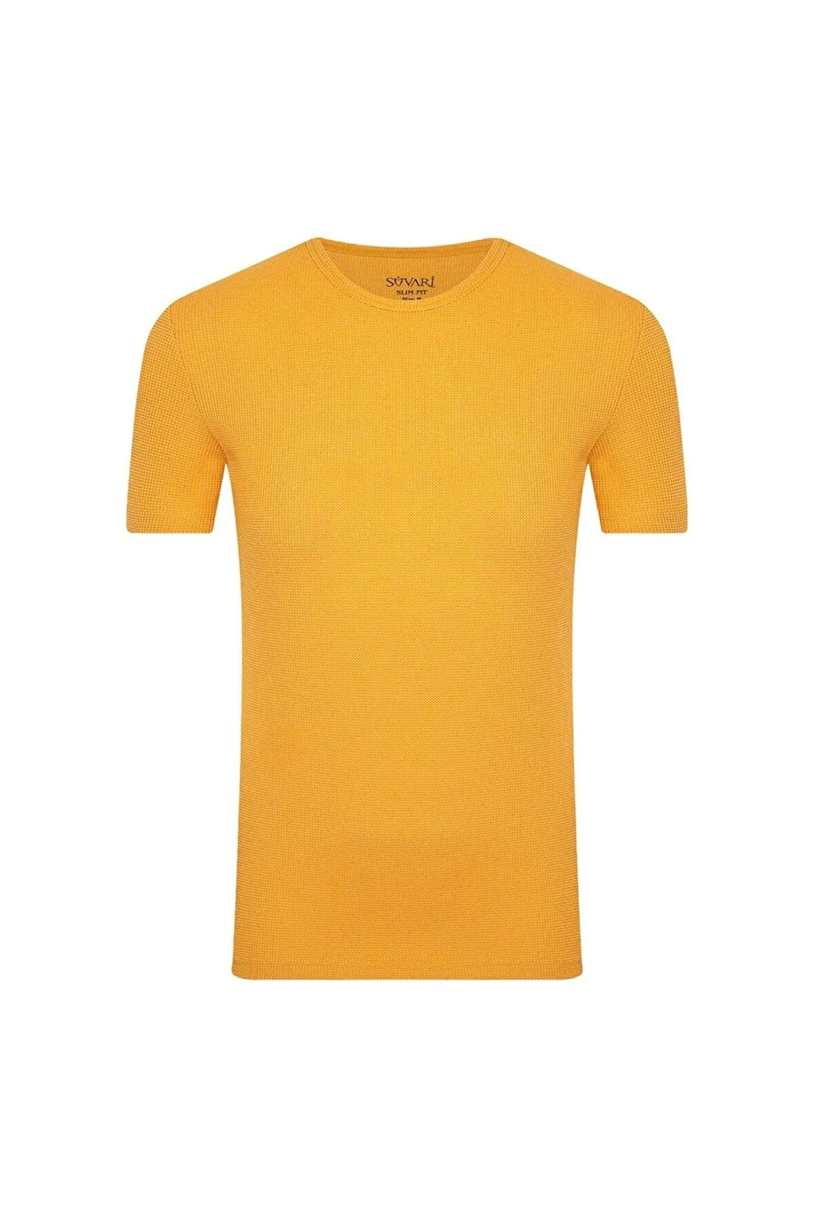 O Yaka Slim Fit Petek Sarı Erkek T-shirt
