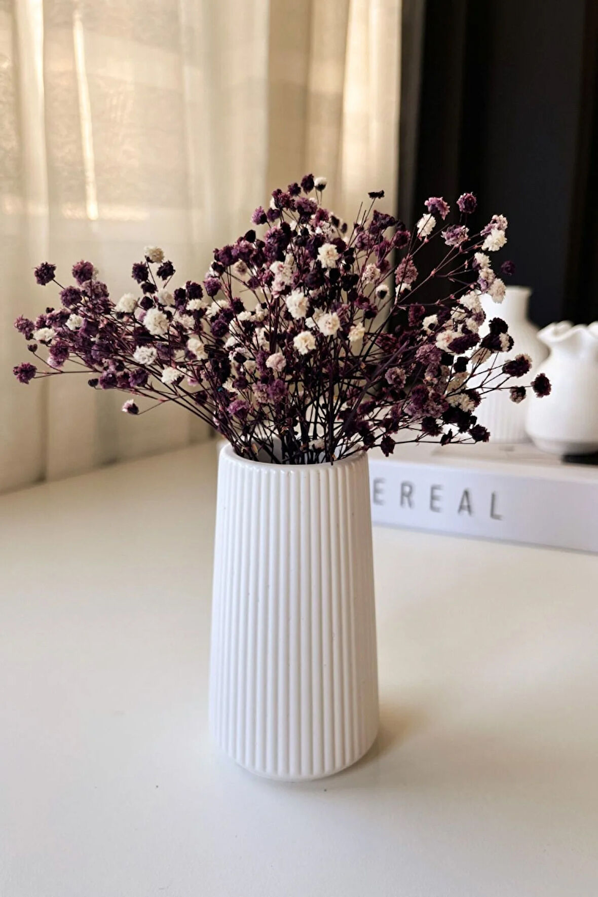 Uzun Şeritli Dekoratif Minimal Vazo