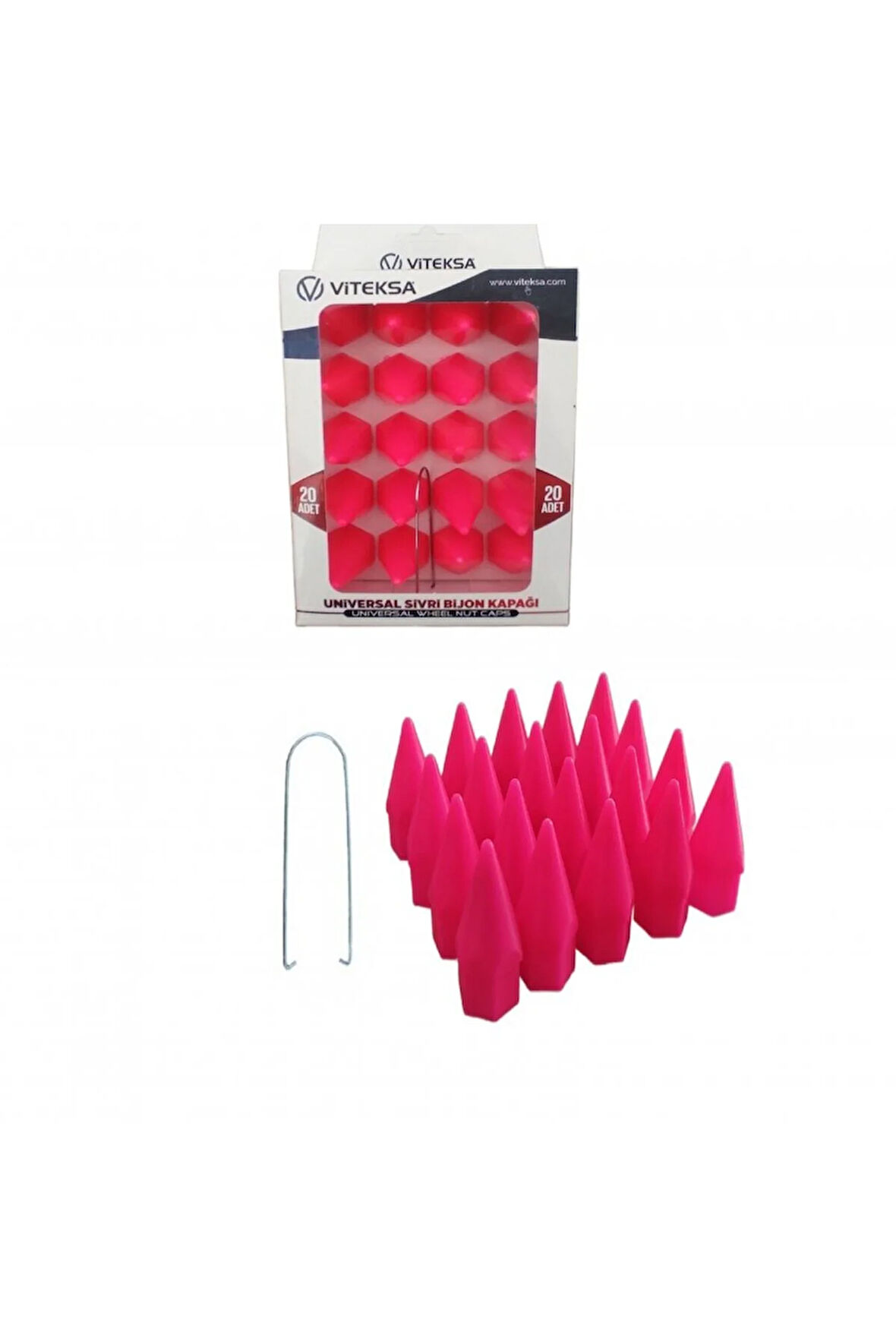 Viteksa Bijon Kapağı Sivri 19mm Pembe 20li Set
