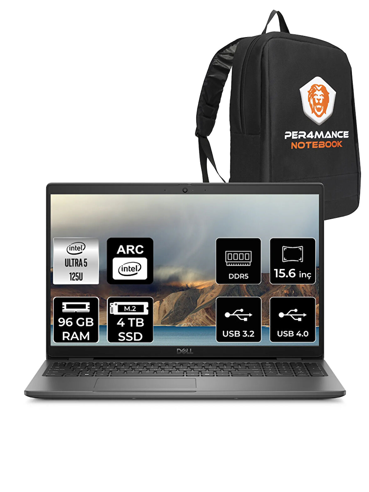 DELL Latitude 3550 Ultra 5 125U 96GB 4TB SSD 15.6'' FHD FDOS Taşınabilir Bilgisayar & PER4 ÇANTA