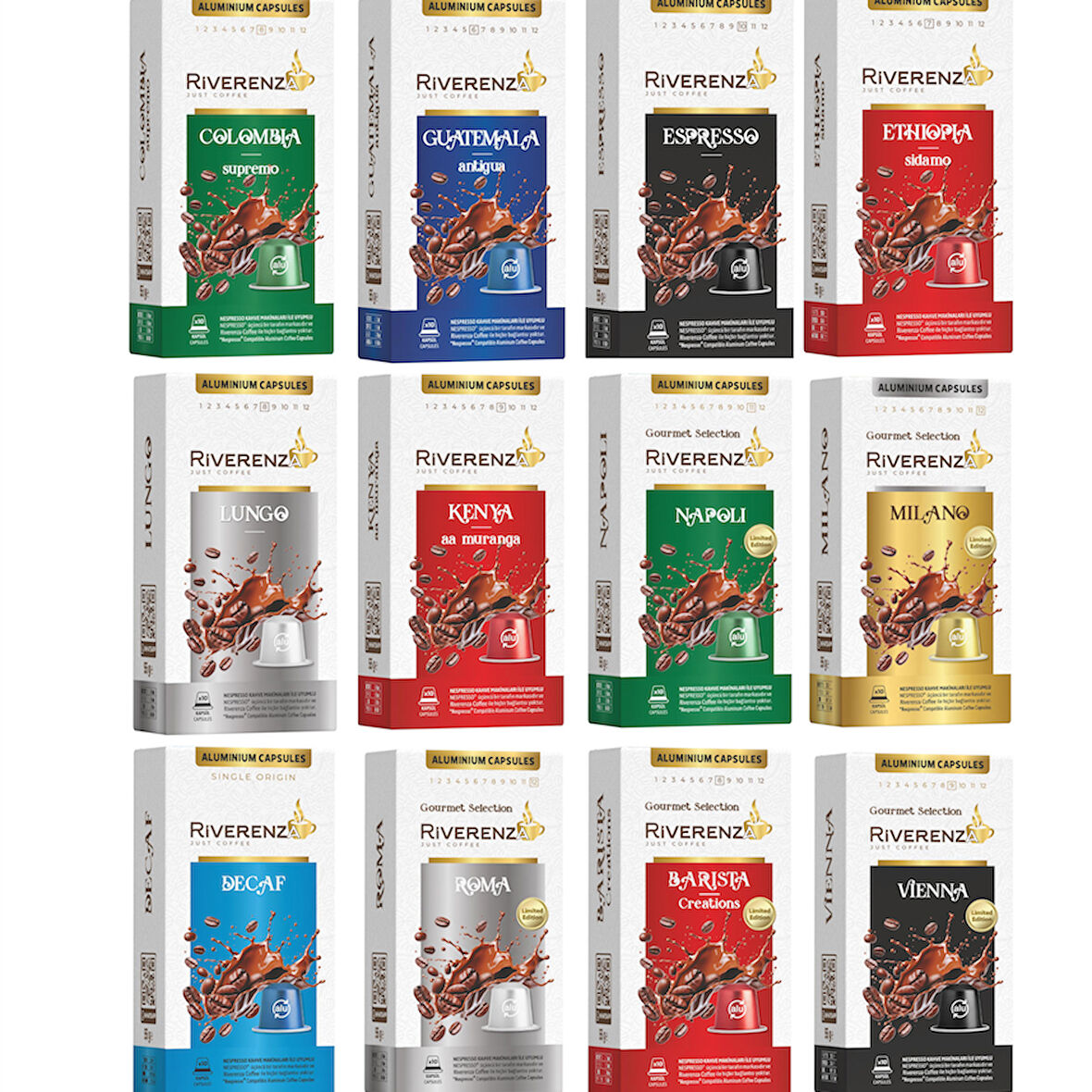 Alüminyum Nespresso® Uyumlu Kapsül Kahve Dev 12 li Set 