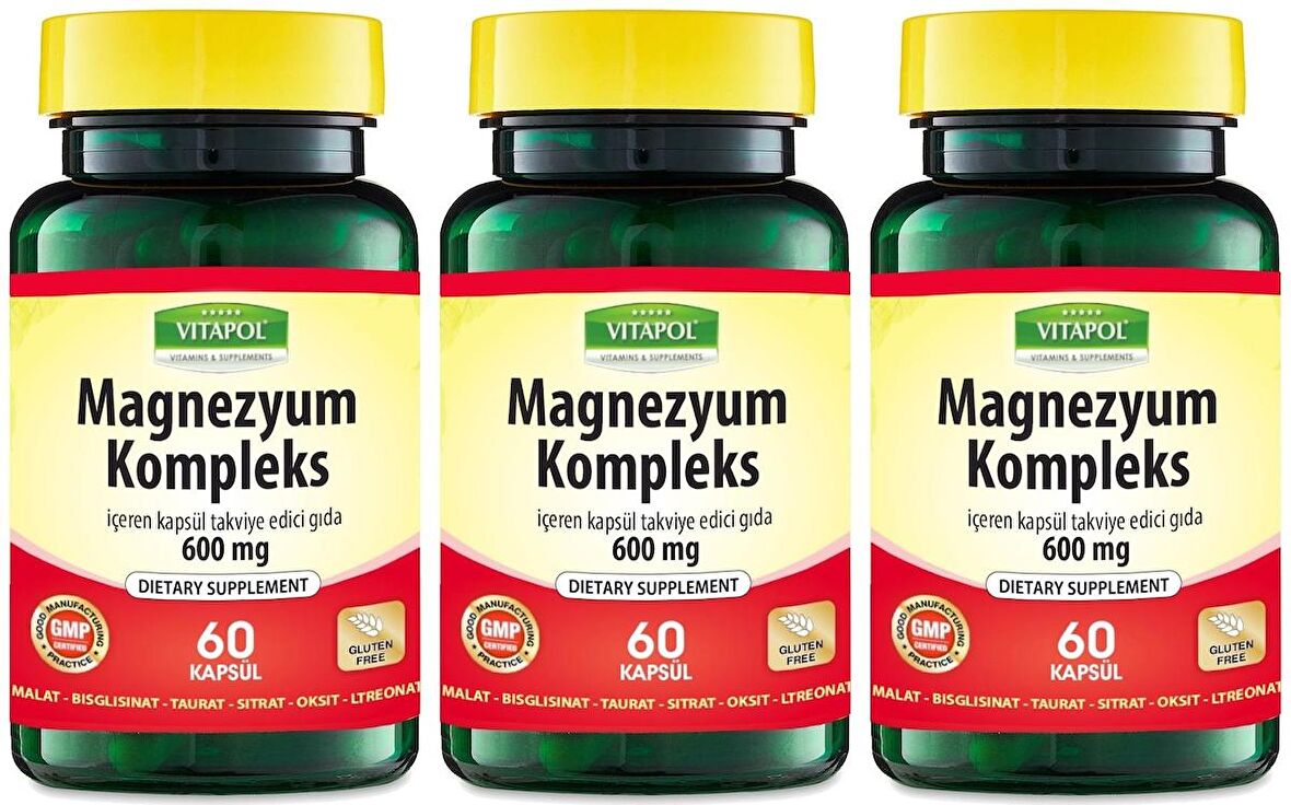 Trunature Magnesium Complex 3x60 Kapsül Magnezyum Kompleks Malat Bisglisinat Taurat Sitrat Oksit L-Treonat