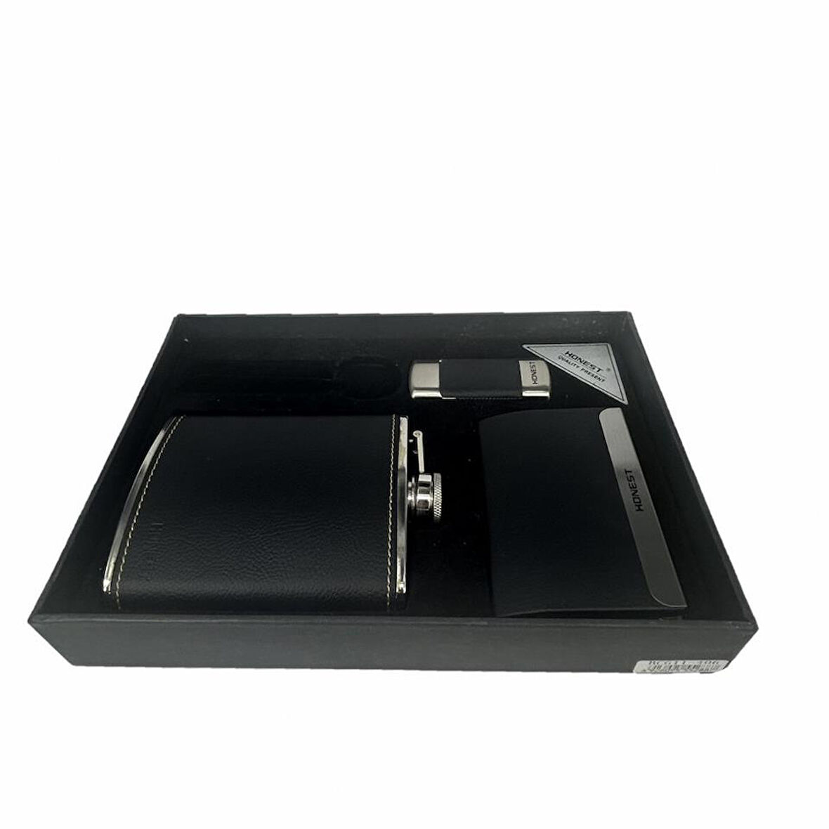 Honest Çakmak Matara Anahtarlık Matara Set Siyah