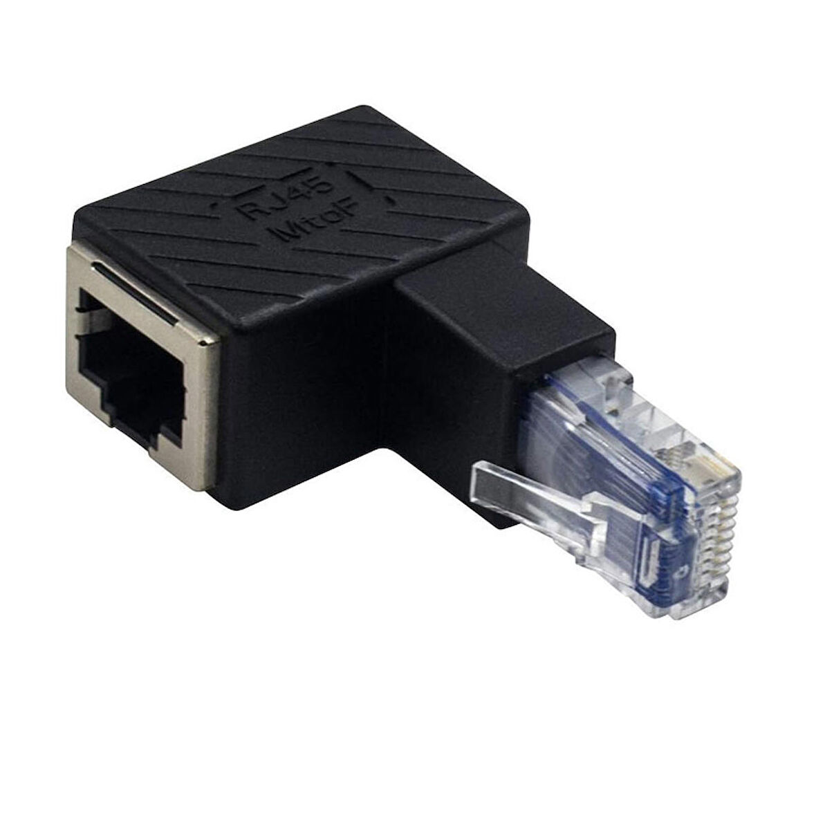 RJ45 90 derece dişi erkek ethernet adaptörü aşağı açılı rj 45 soket