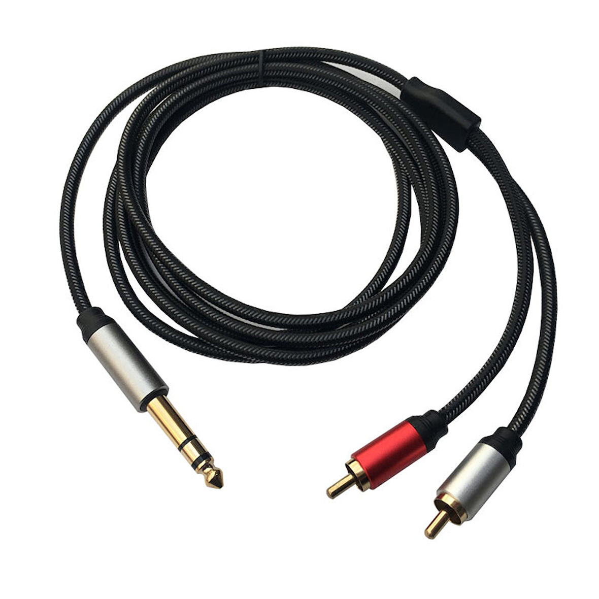 6.3mm stereo erkek TRS to 2 RCA erkek ses Y Splitter kablo 2m