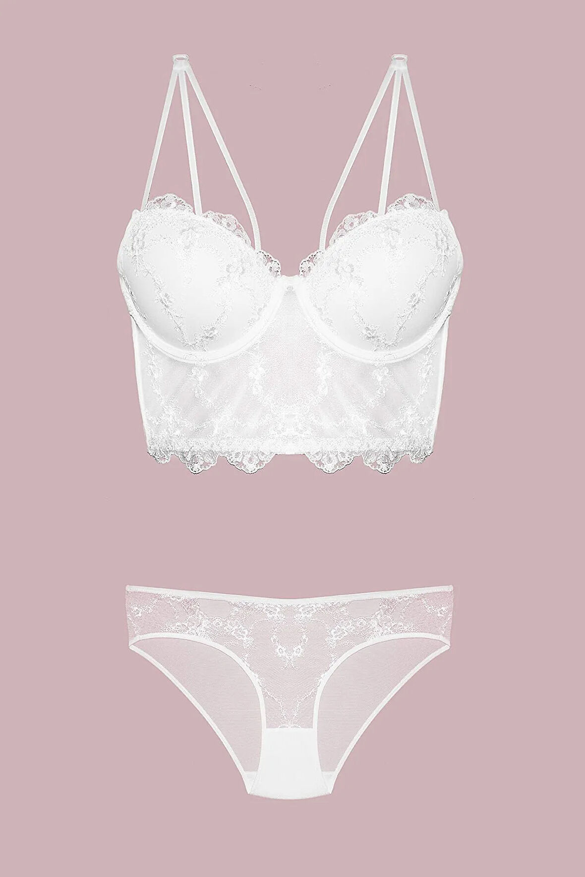 4491 Kadın Destekli Büstiyer Külot Takım Ekru