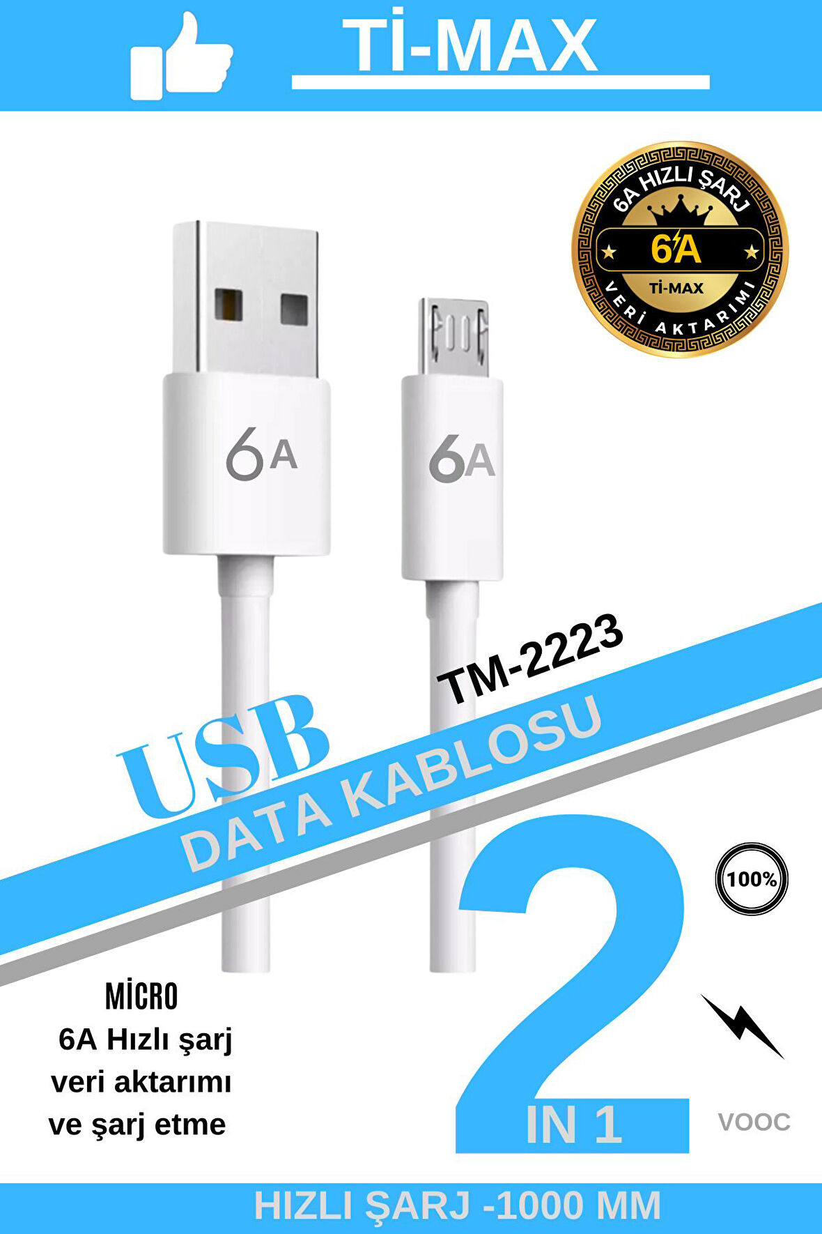 Ti-Max 6A Hızlı Şarj ve Veri Aktarım Kablosu micro hızlı şarj veri aktarma kablosu