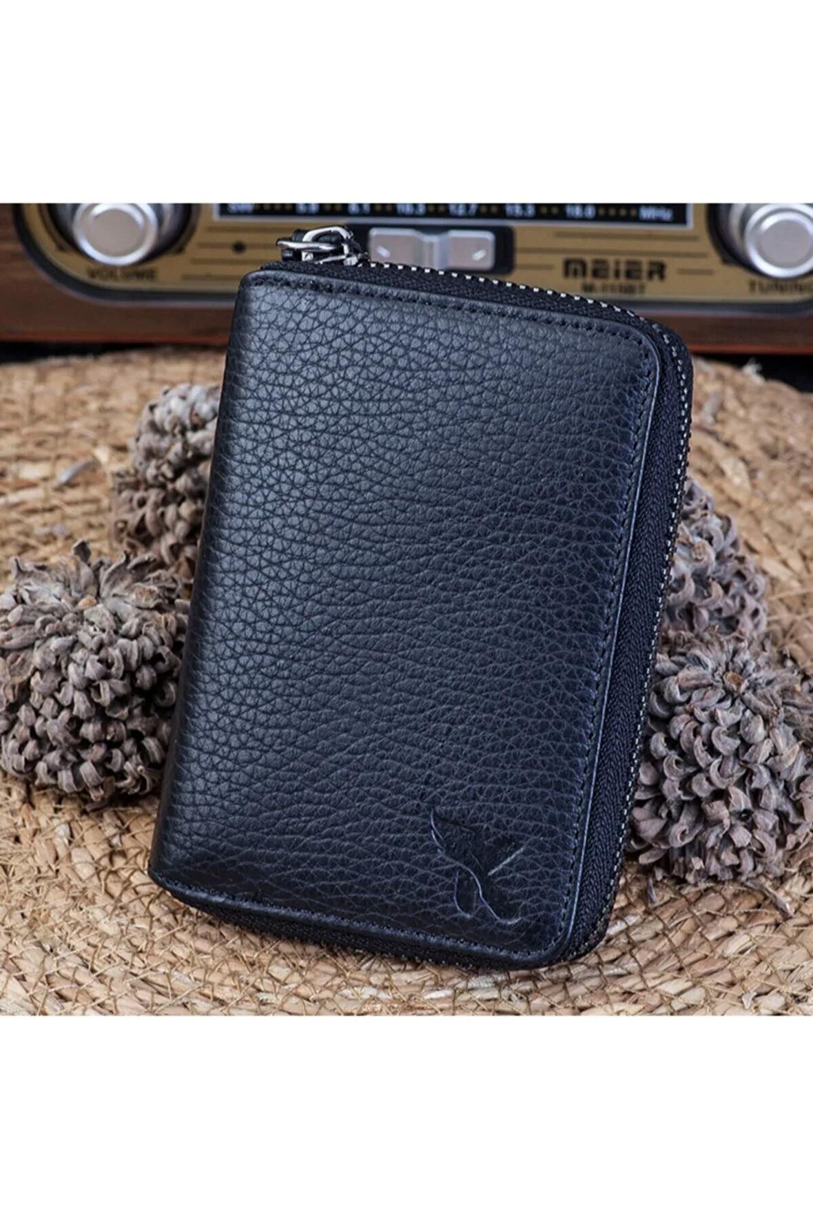 Karalı Unisex Hakiki Deri Fermuarlı Kartlık Cüzdan 4 Renk Kd109