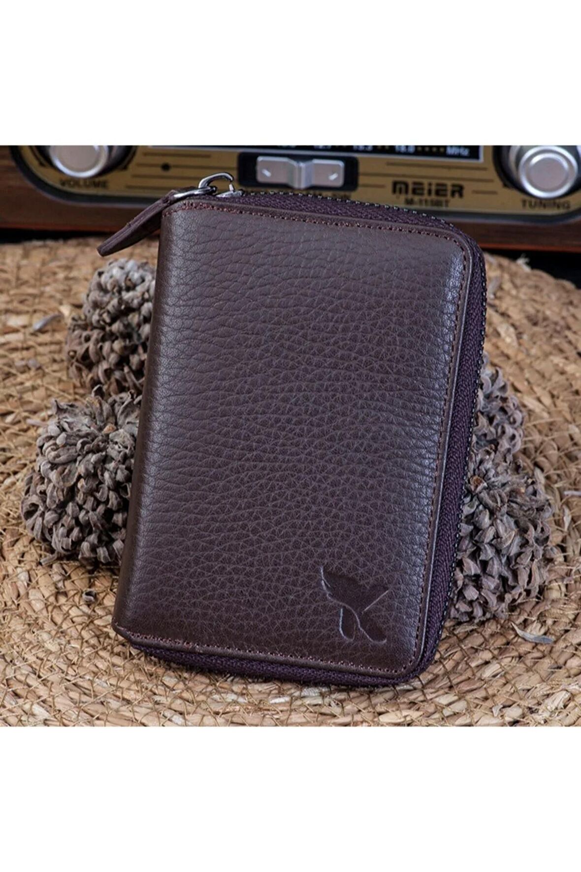 Karalı Unisex Hakiki Deri Fermuarlı Kartlık Cüzdan 4 Renk Kd109