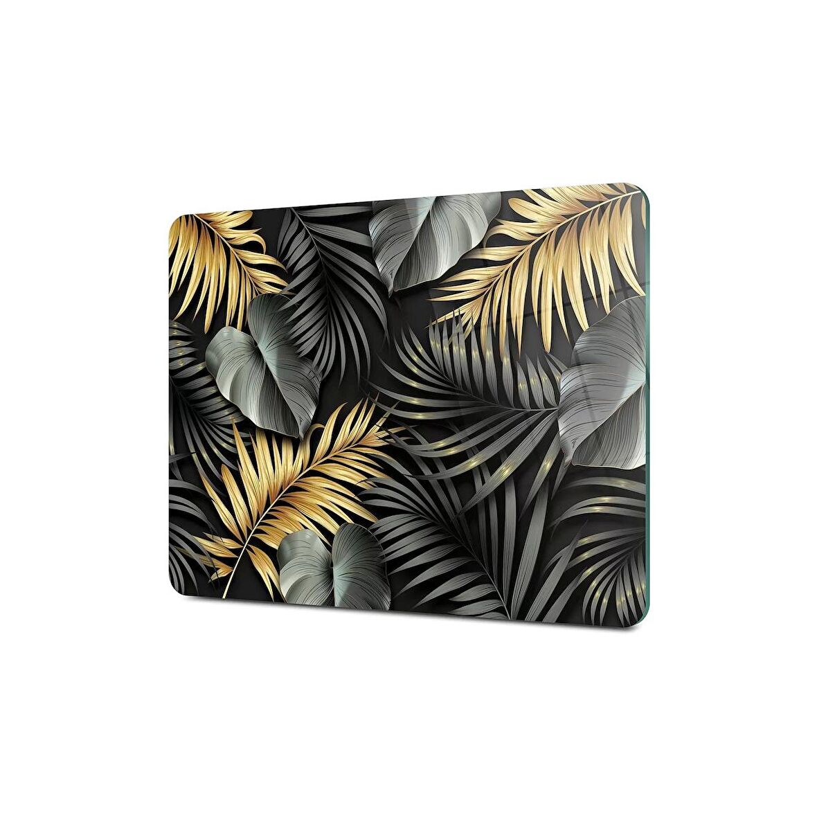 Decovetro Cam Kesme Tahtası Siyah Gold Çiçek Desenli 20x30 Cm