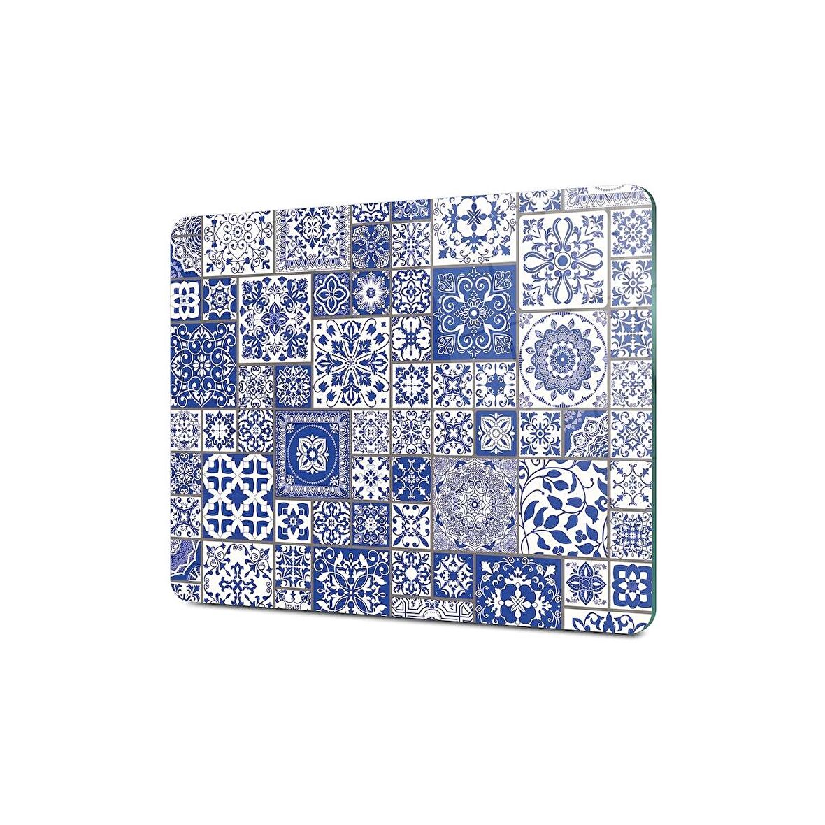Decovetro Cam Kesme Tahtası Mavi Çini Desenli 30x40 Cm