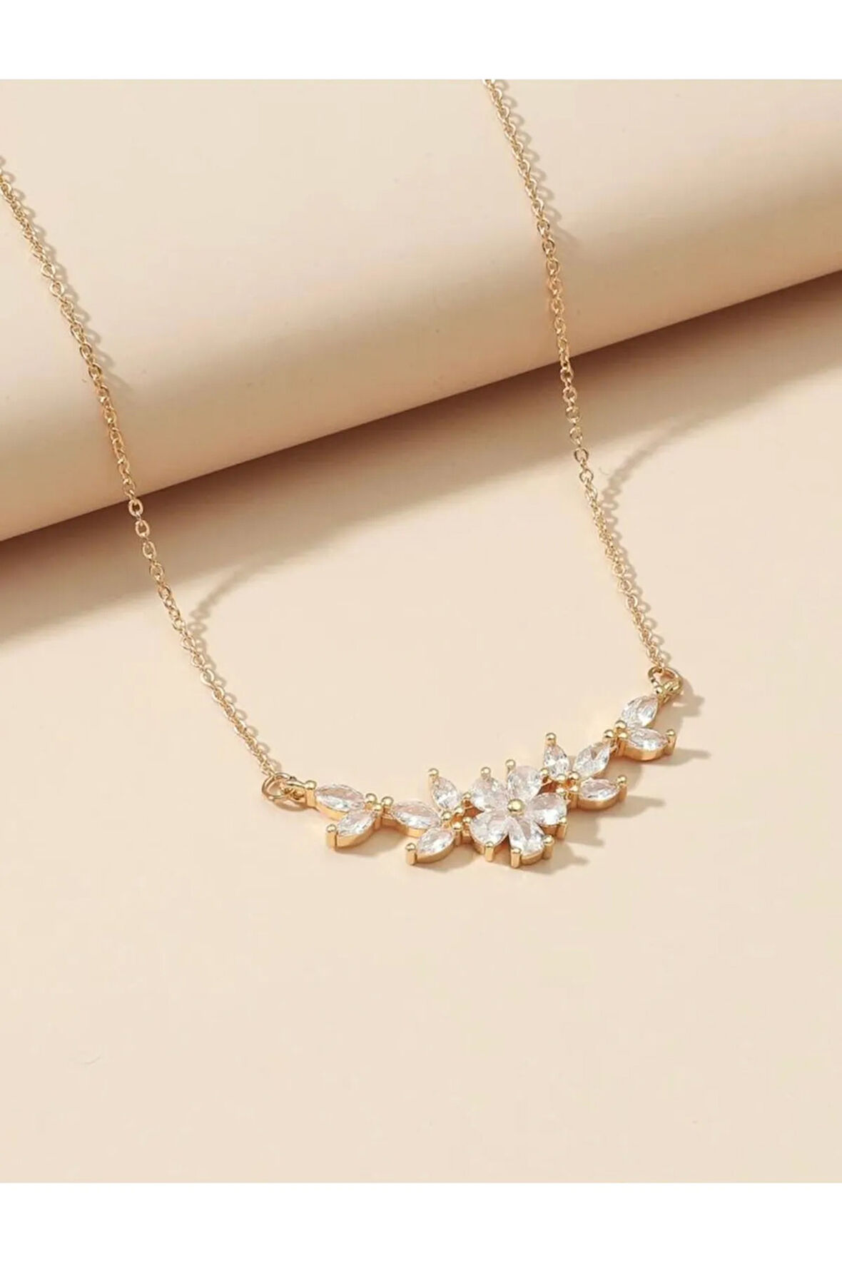 Kelebek Rüyası Rose Renk Gümüş Kolye Unutma Beni Çiçegi Tasli Kolye