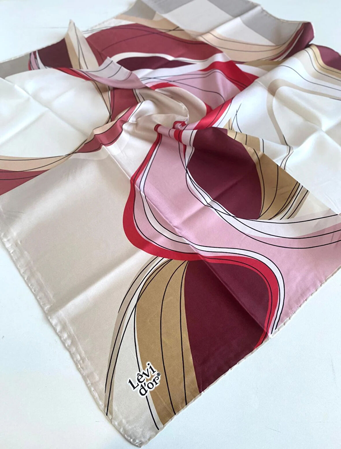 Levidor Tivil İpek Eşarp 46984 Krem Karışık Desen