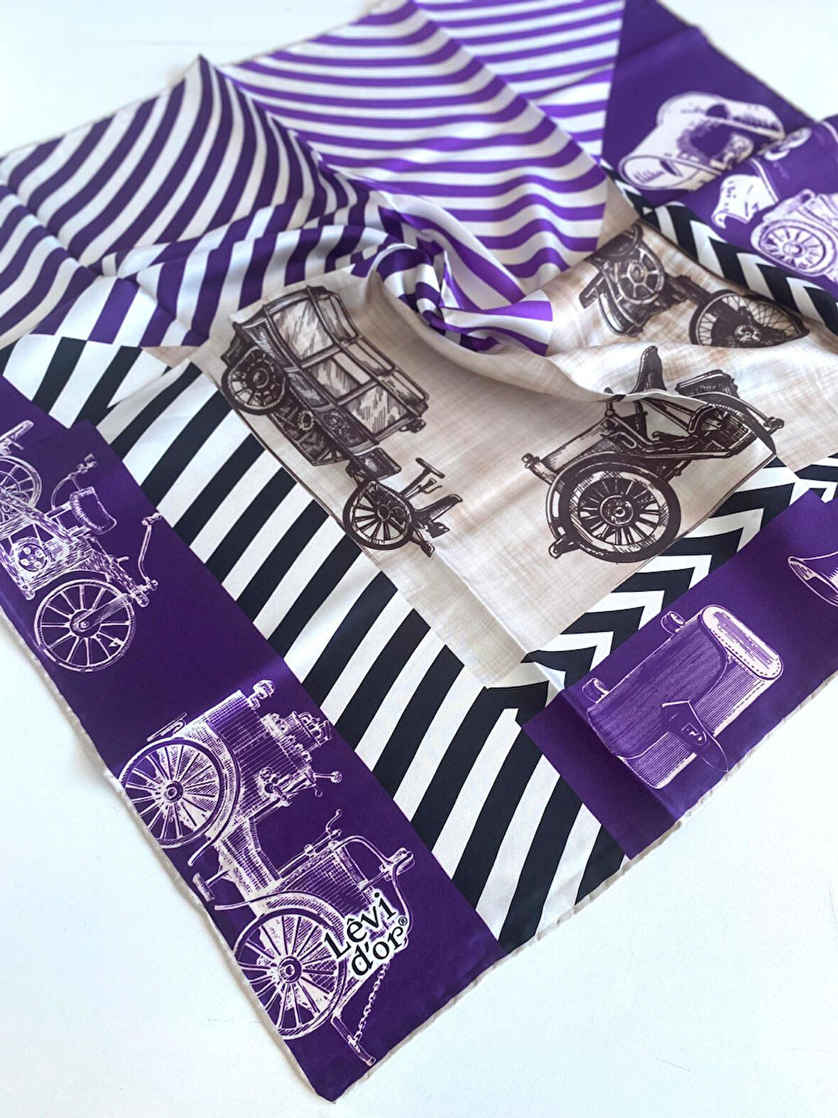 Levidor Tivil İpek Eşarp 47004 Mor Karışık Desen