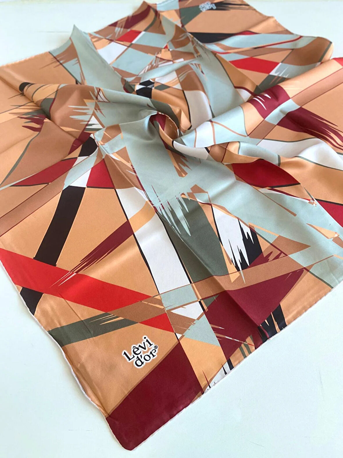 Levidor Tivil İpek Eşarp 47008 Yavruağzı Karışık Desen