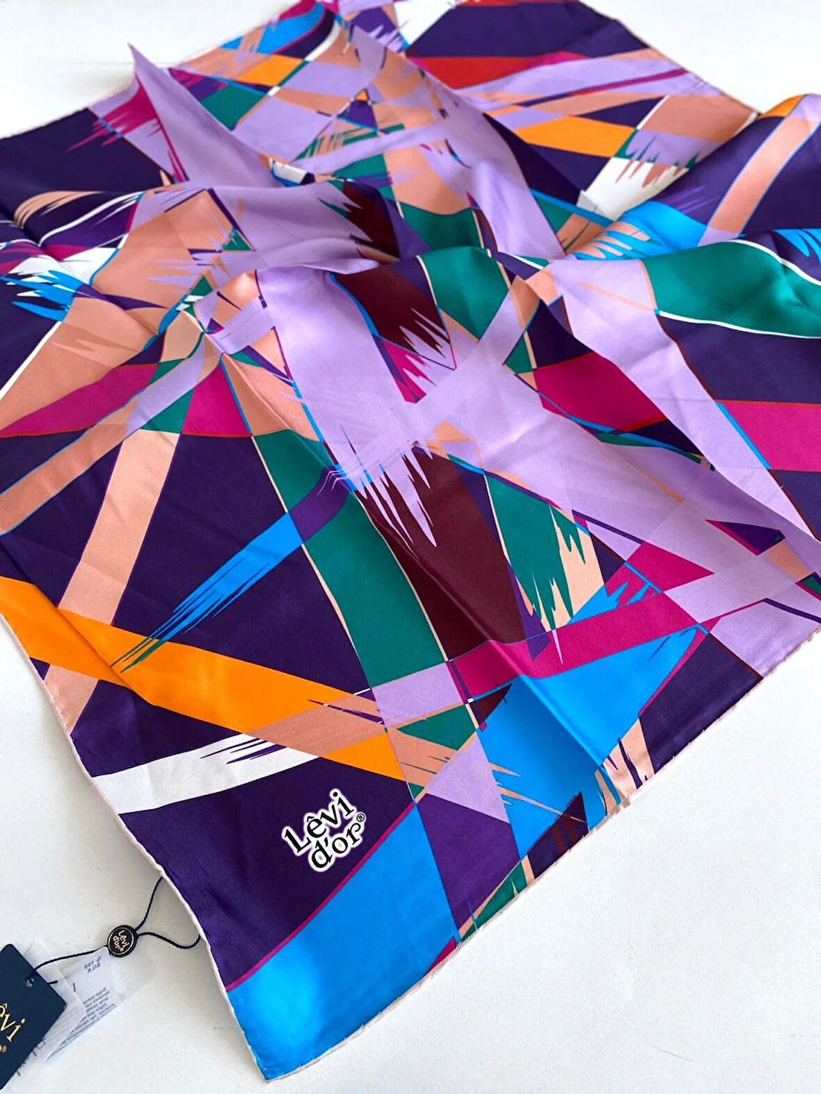 Levidor Tivil İpek Eşarp 47010 Mor Karışık Desen