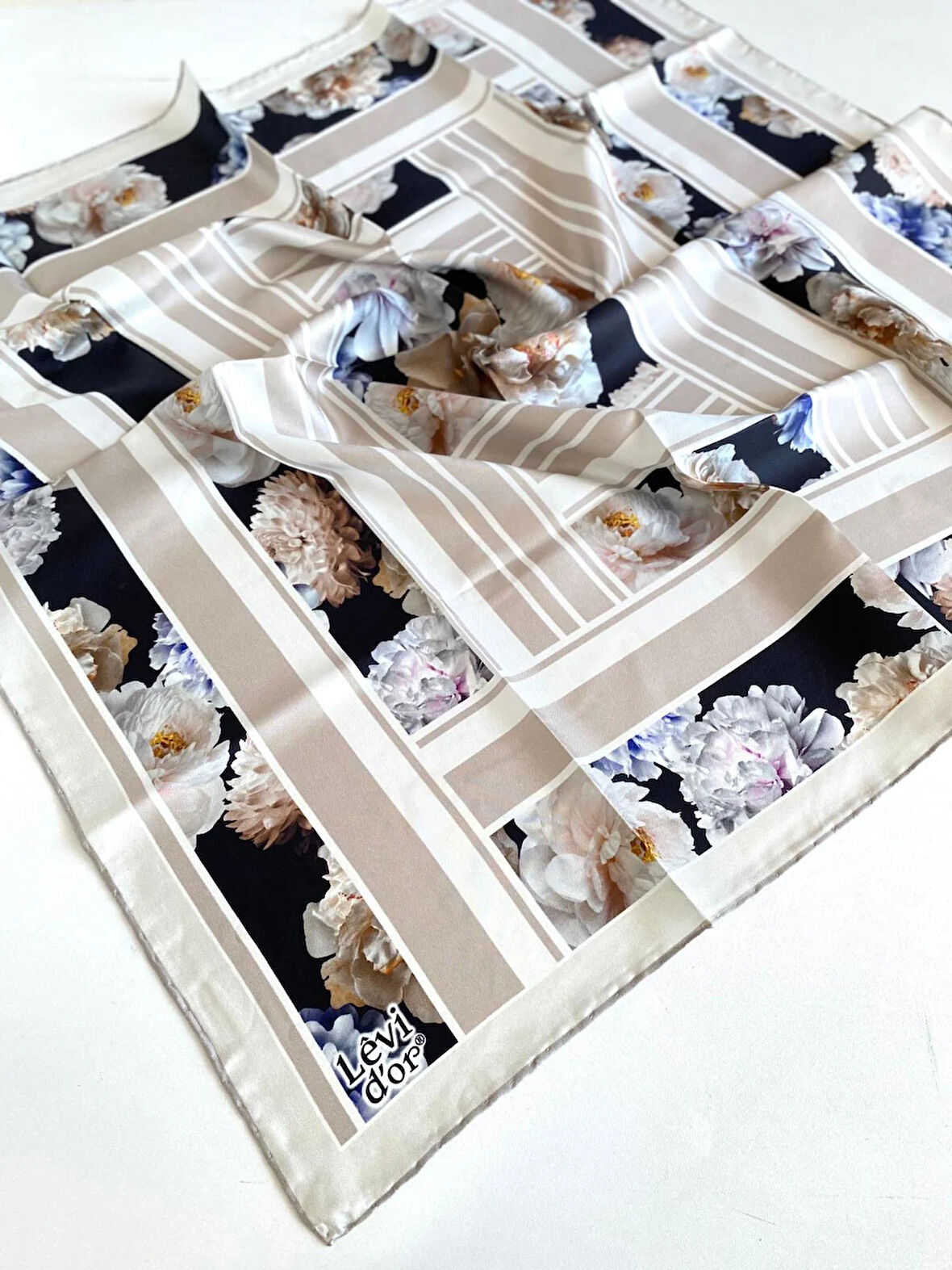 Levidor Tivil İpek Eşarp 46902 Vizon Karışık Desen