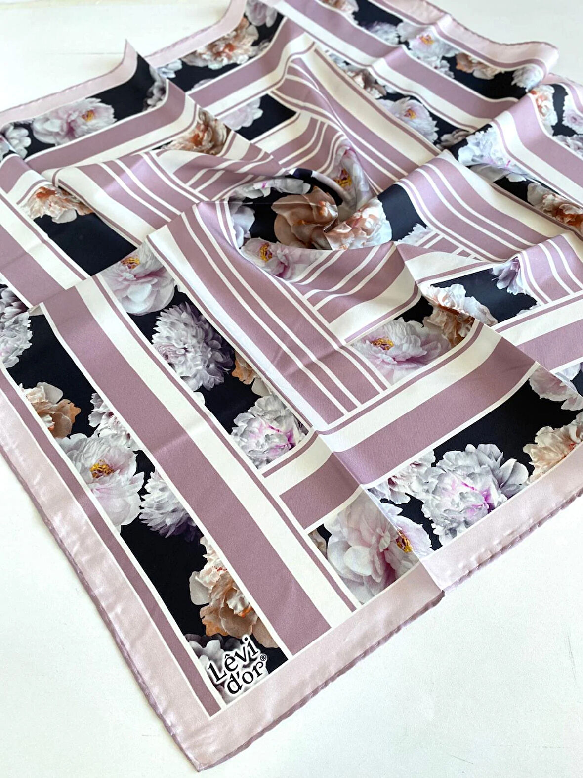 Levidor Tivil İpek Eşarp 46901 Pudra Karışık Desen