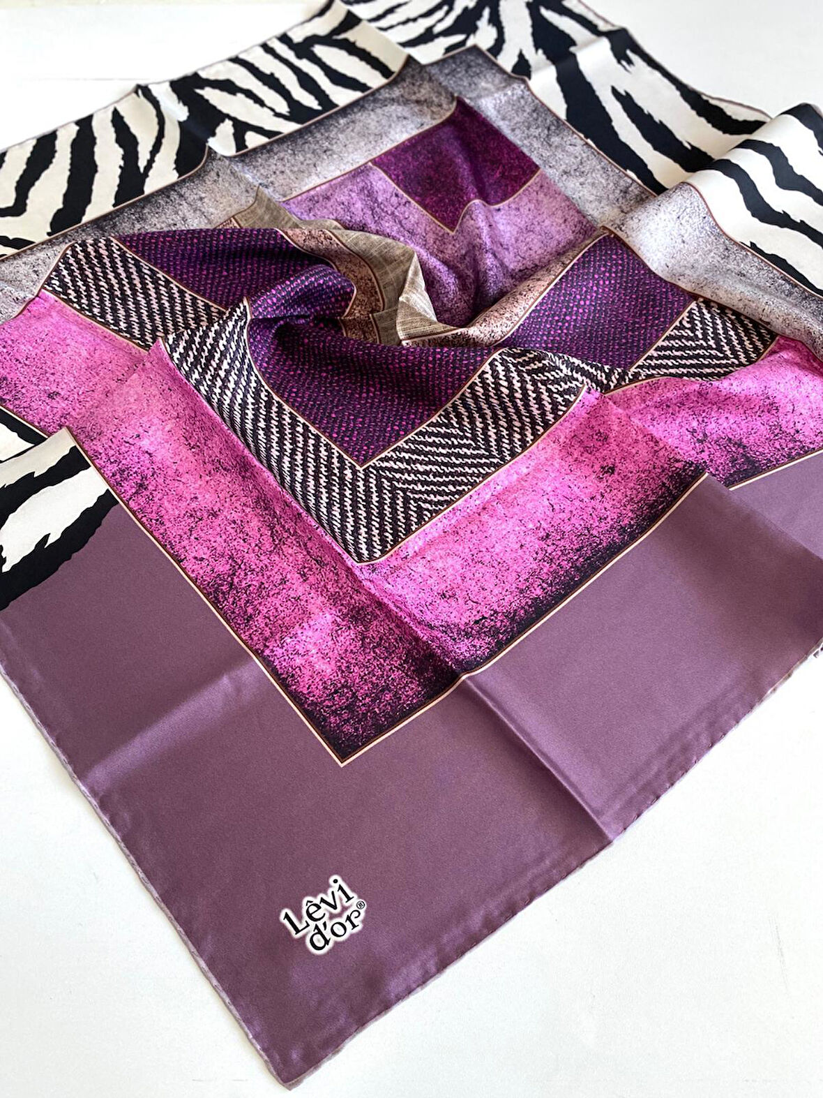 Levidor Tivil İpek Eşarp 46970 Mor Karışık Desen