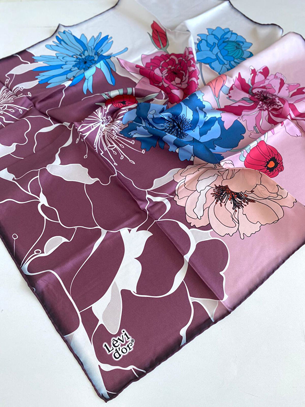 Levidor Tivil İpek Eşarp 46879 Pembe Karışık Desen