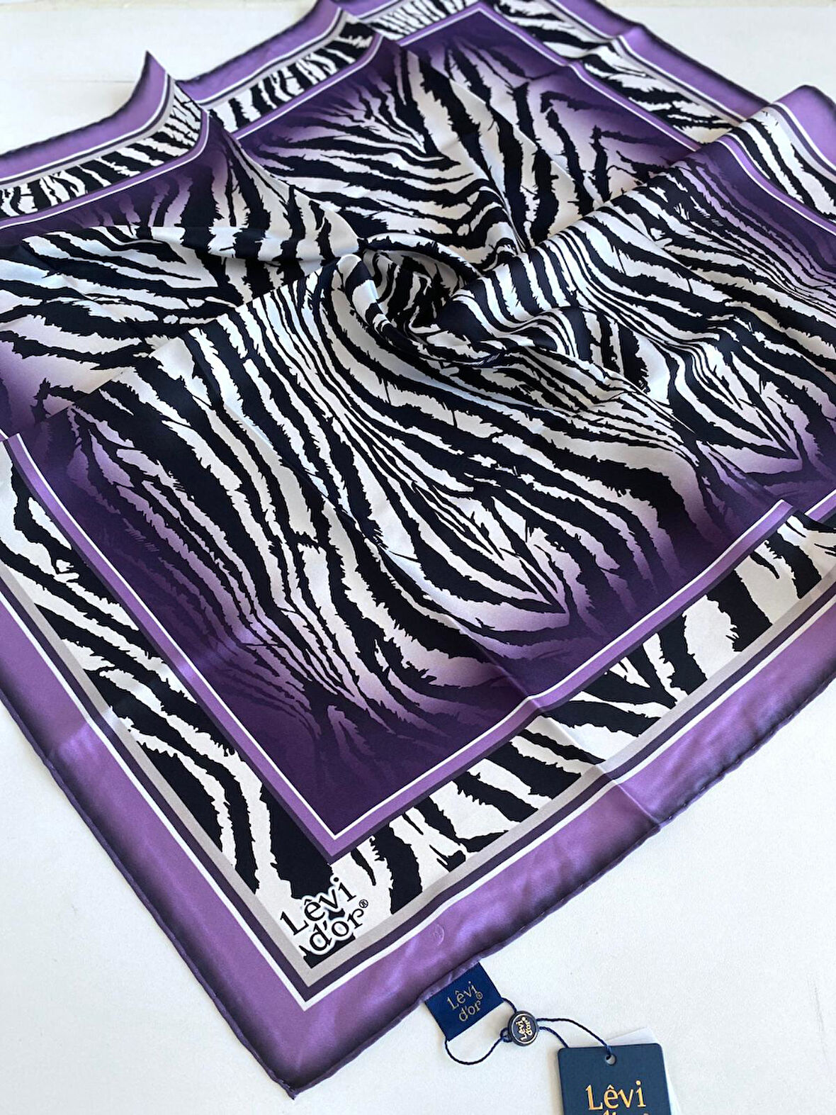 Levidor Tivil İpek Eşarp 46855 Eflatun Rengi Karışık Desen