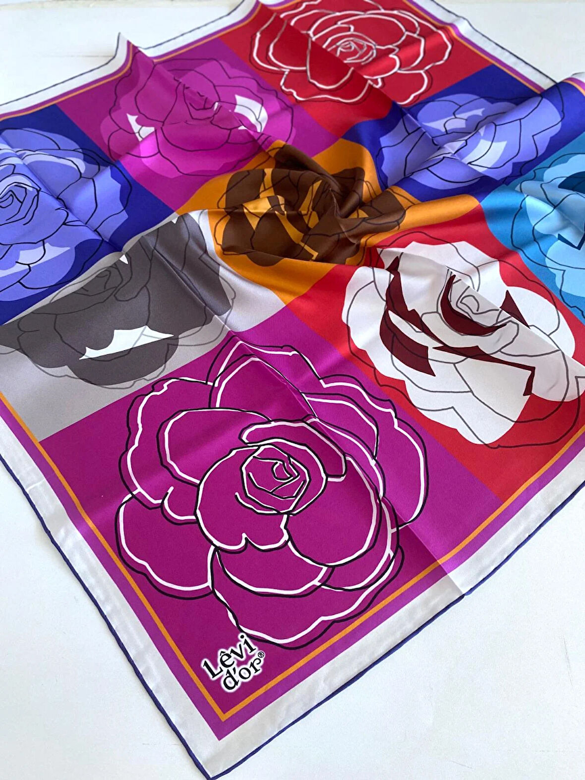 Levidor Tivil İpek Eşarp 46924 Pembe - Krem Karışık Desen