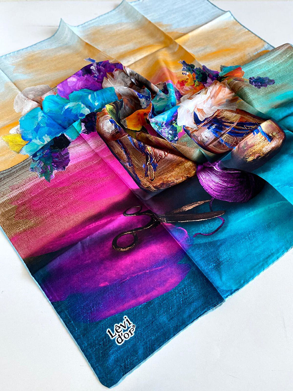 Levidor Tivil İpek Eşarp 46959 Pembe Karışık Desen