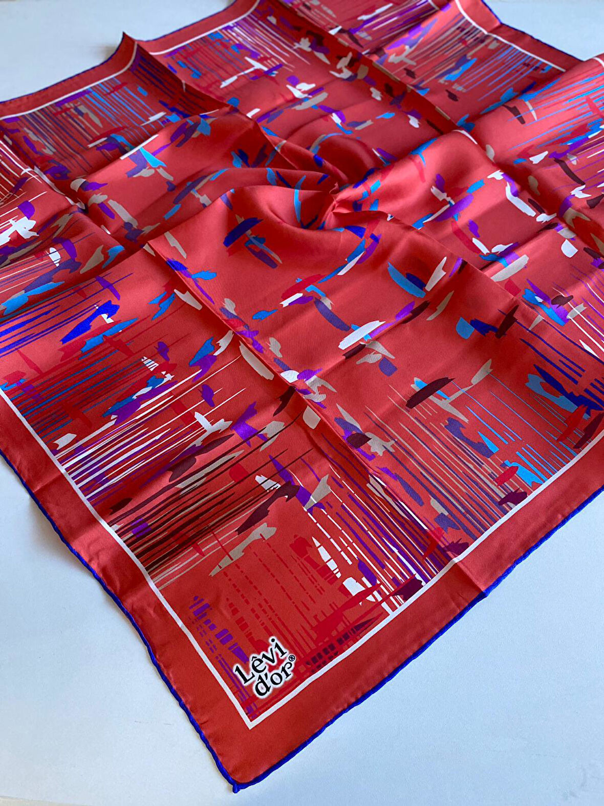 Levidor Tivil İpek Eşarp 39246 Turuncu Karışık Desen