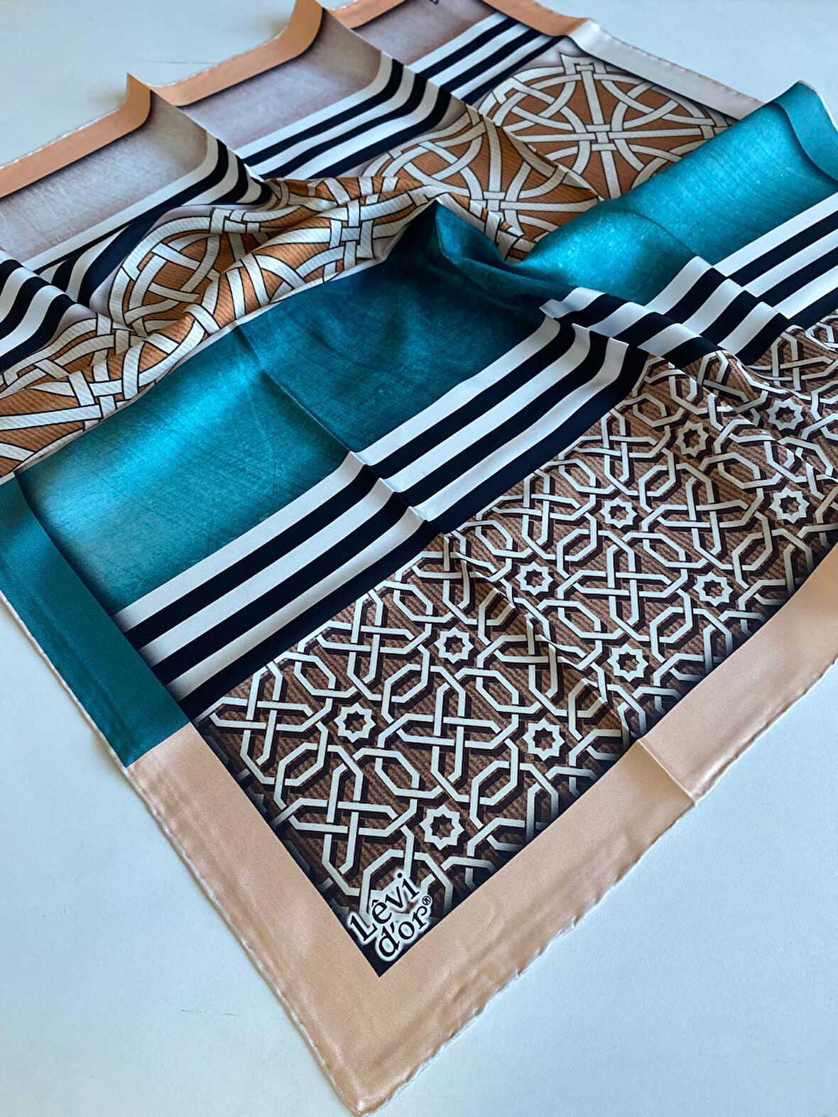 Levidor Tivil İpek Eşarp 40105 Pudra Karışık Desen