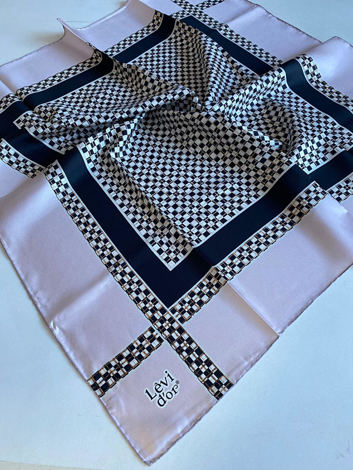 Levidor Tivil İpek Eşarp 40062 Pudra Karışık Desen