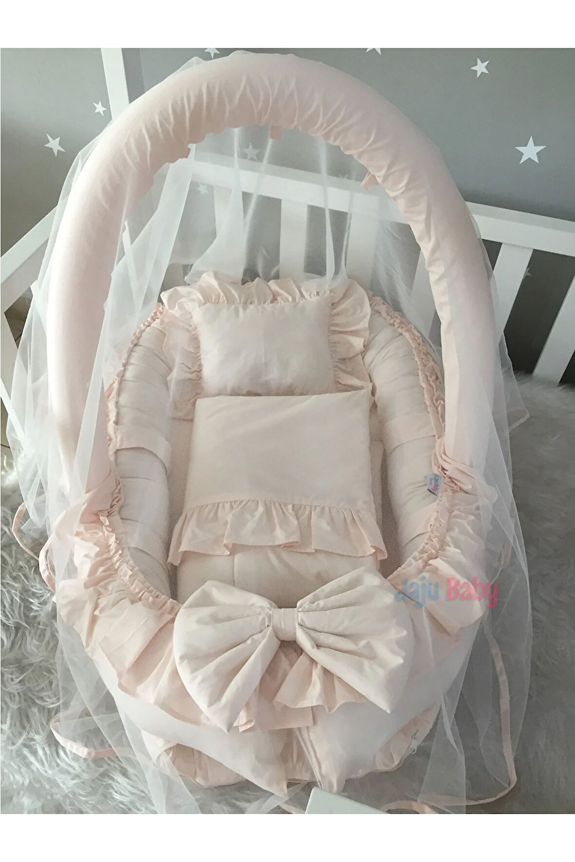 Nest Somon Cibinlik Ve Oyuncak Askılı Lüx Tasarım Babynest Fırfırlı Anne Yanı Set