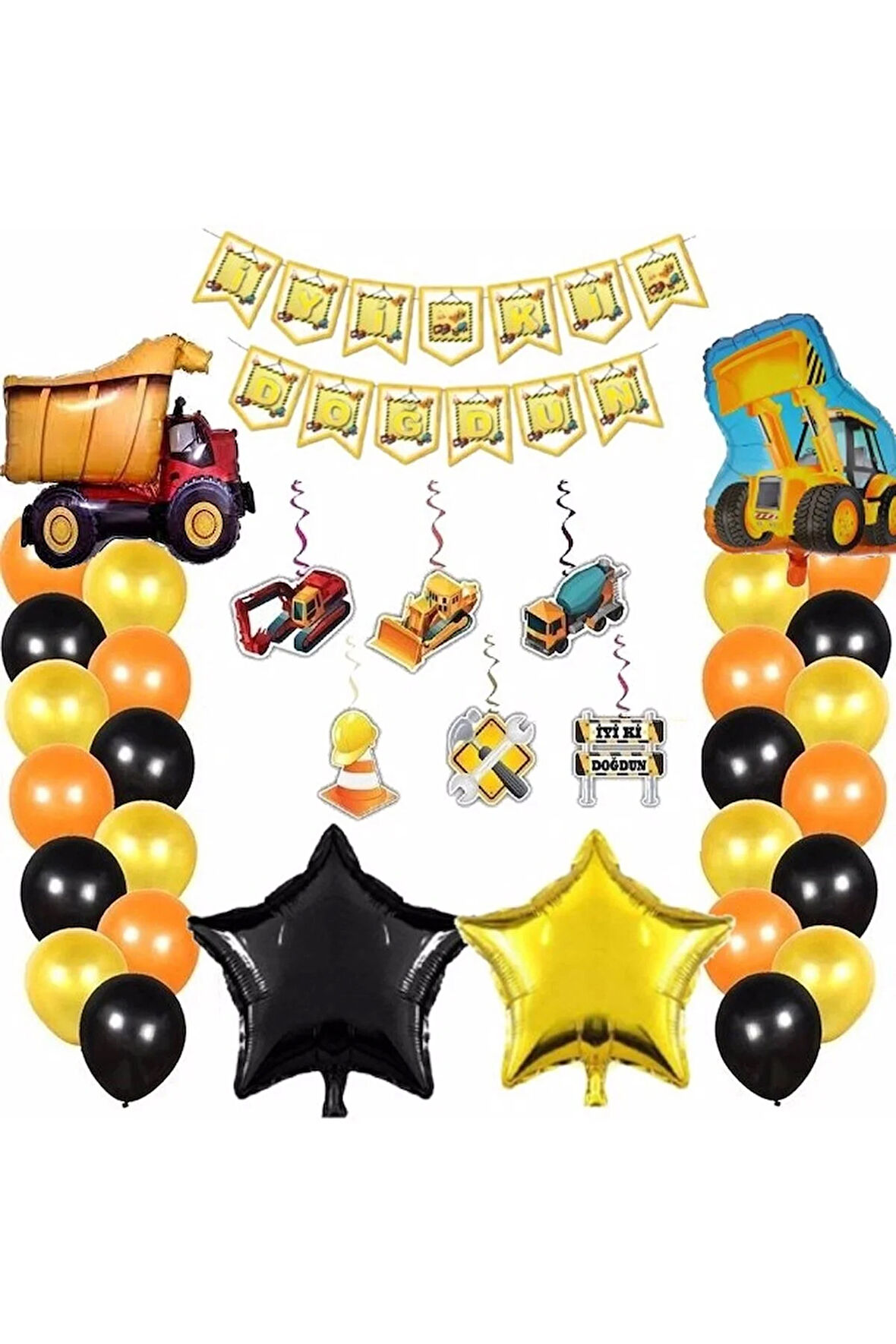 Inşaat Kepçe Kamyon Balon Seti