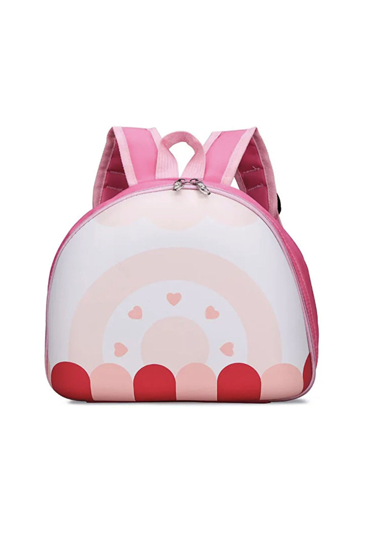 Petityu Pembe Anaokulu Sırt Çantası Yarım Donut Kalpli Hardcase
