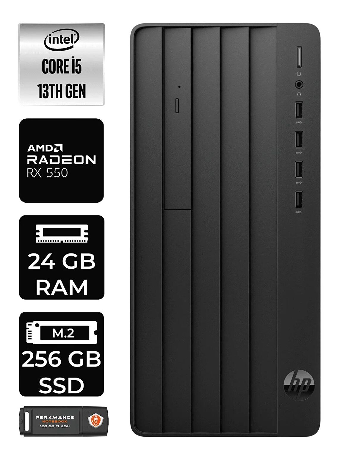 HP PRO TOWER 290 G9 i5 13500 24GB RAM 256GB SSD RX550/4GB W11PRO 8T2W9ES MASAÜSTÜ PC & PER4 BELLEK