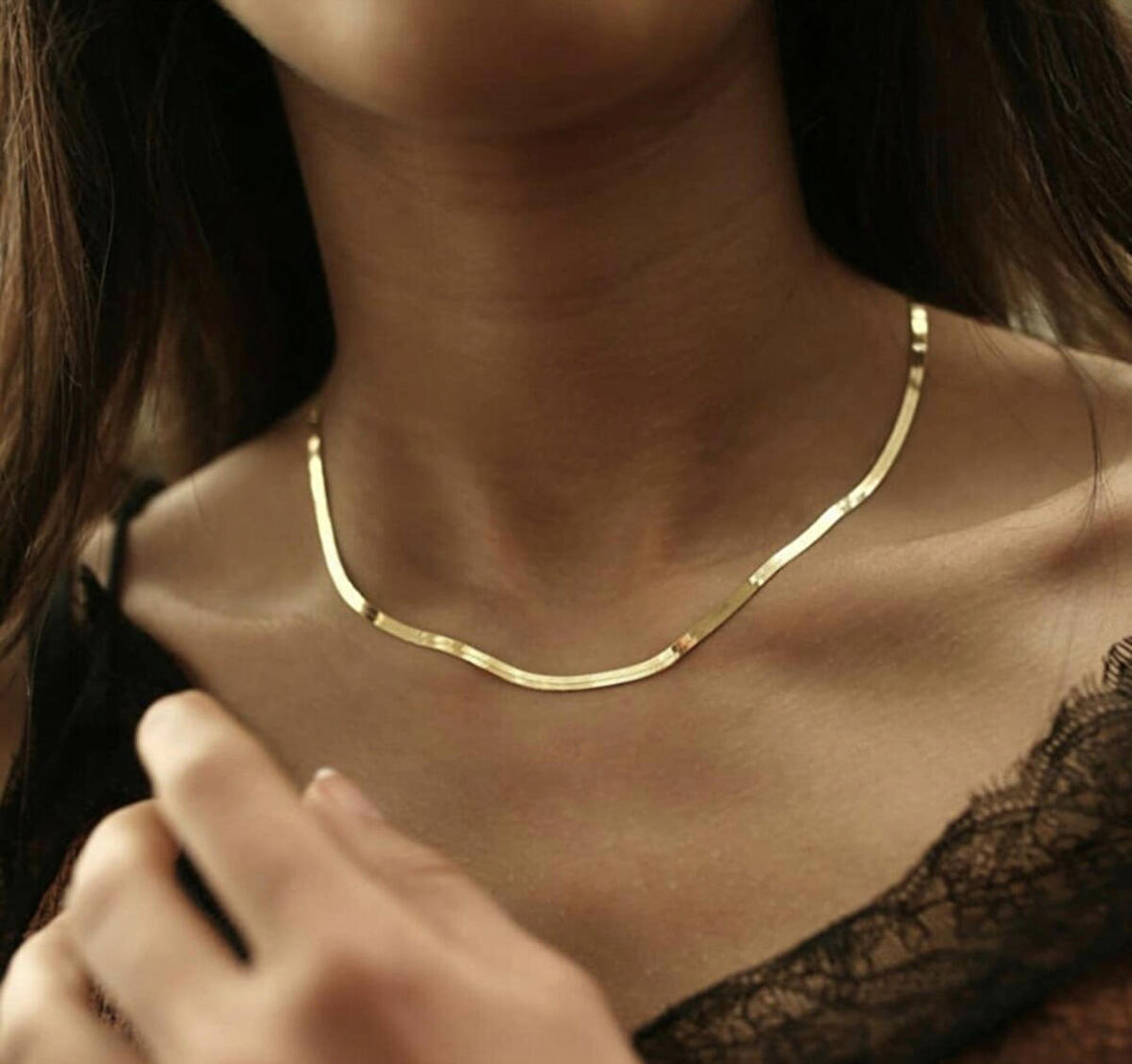 İTALYAN EZME YASSI ZİNCİR KOLYE VİNTAGE GOLD ÇELİK ÜZERİ ALTIN KAPLAMA GARANTİ BELGELİ