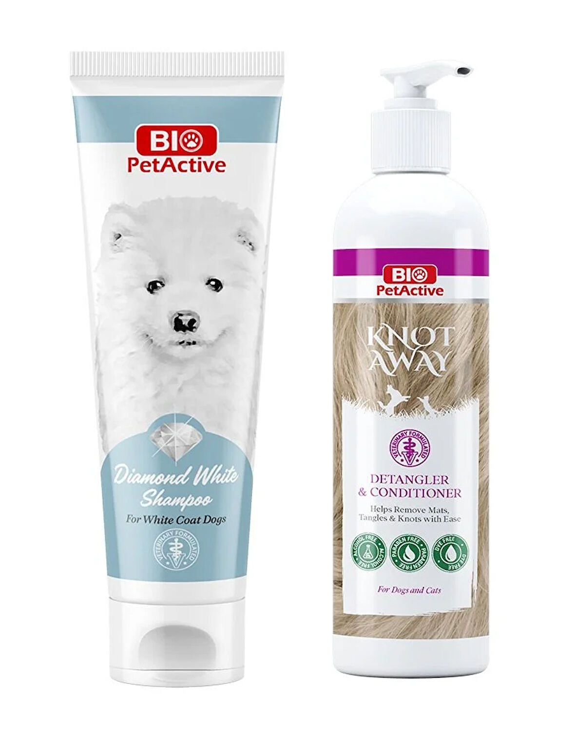 Bio PetActive Diamond Beyaz Tüylü Köpek Şampuanı 250 ML + Knot Away Kıtık Açıcı Krem 250 ML 2 Li Set