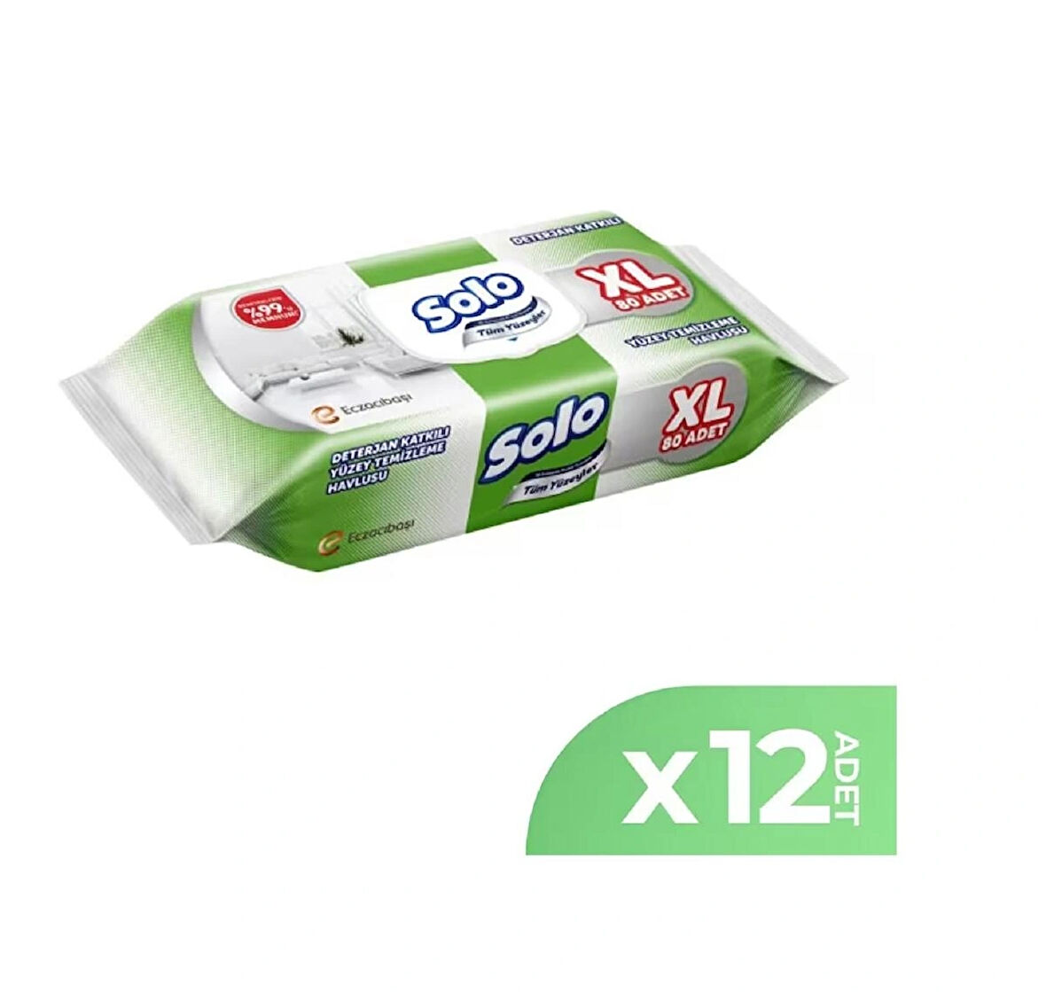 Solo Tüm Yüzeyler Islak Temizleme Havlusu XL 80 Yaprak 12'li