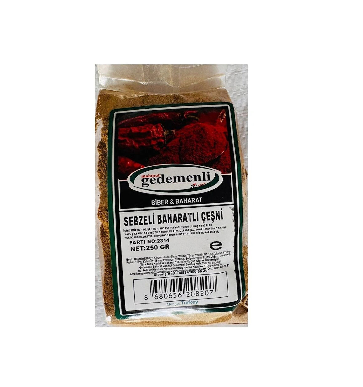 SEBZELİ BAHARATLI ÇEŞNİ 250 GR
