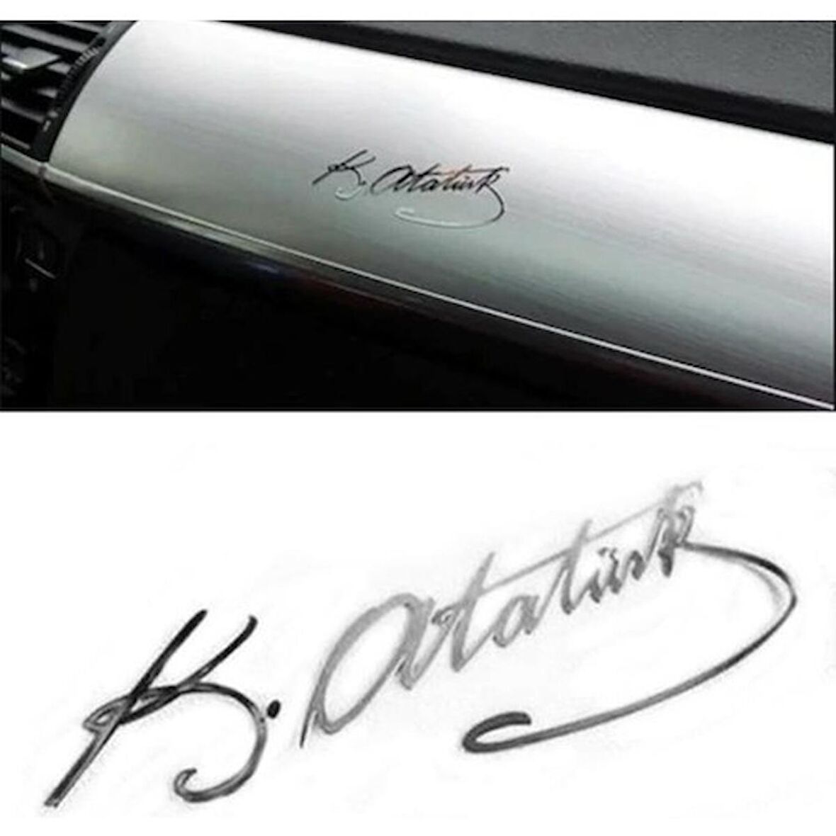 Atatürk Imzası Sticker Metalik Folyo 15CM ve 10 CM