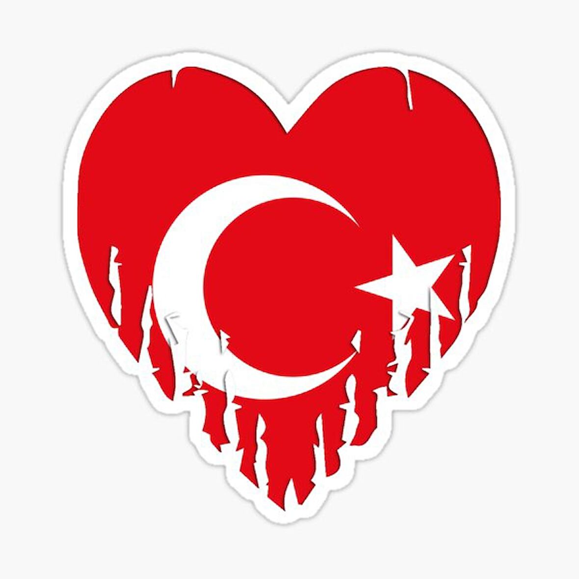 Ay yıldız Bayrak ve Kalp Sticker Yapıştırma 14 cm 2 adet