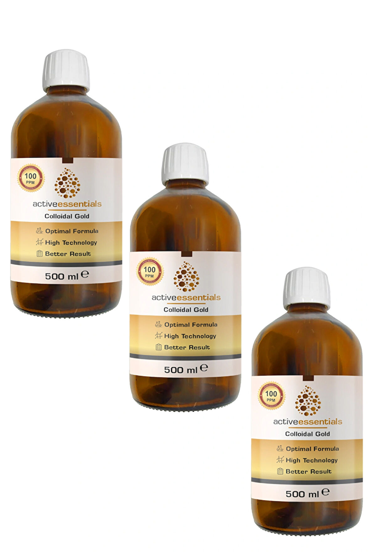 ACTİVE ESSENTİALS Kolloidal Altın Suyu 100 Ppm 3'lü