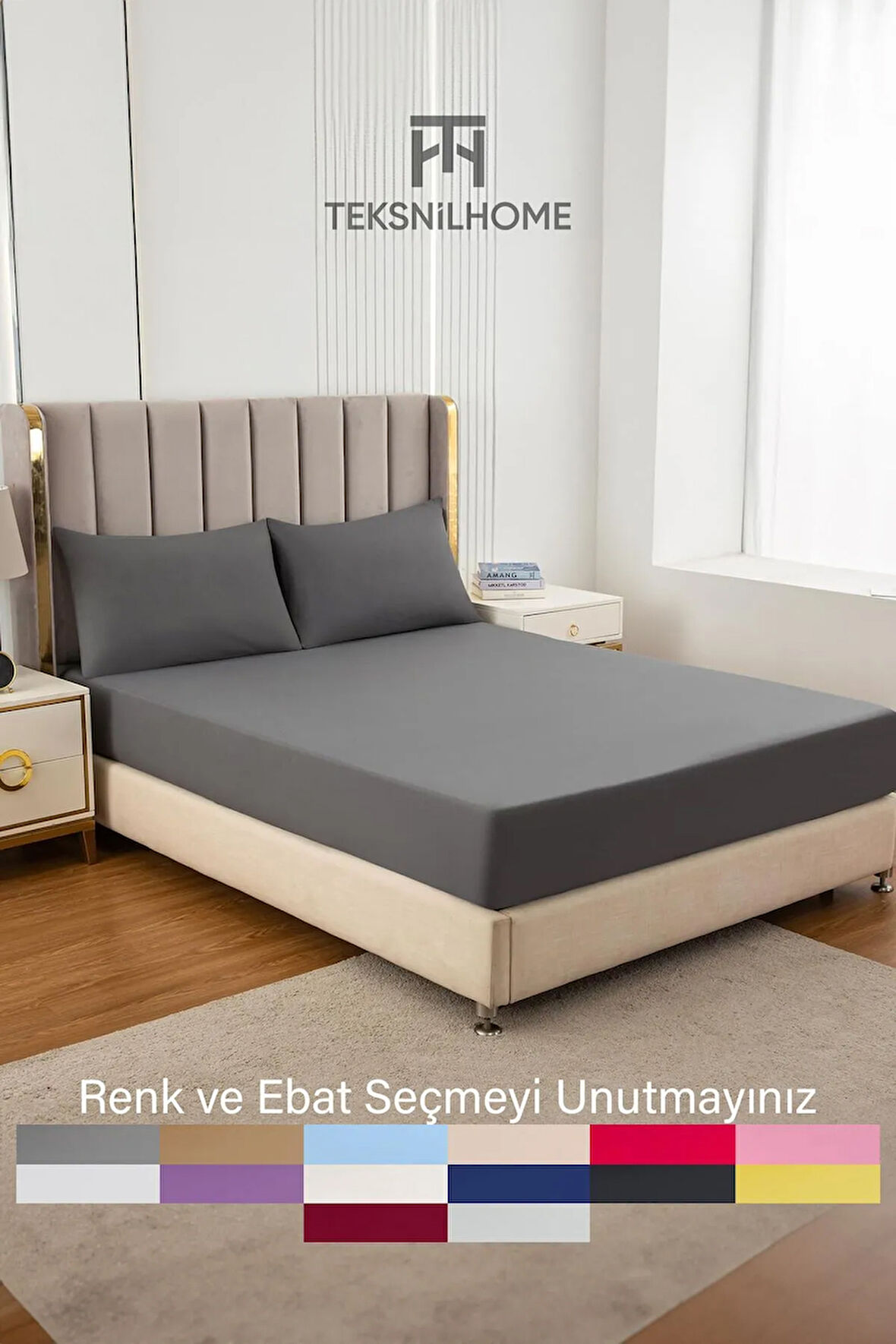 | Ranforce | Pamuklu Tek / Çift Kişilik Antrasit Lastikli Çarşaf | 14 Renk | Fıtted |