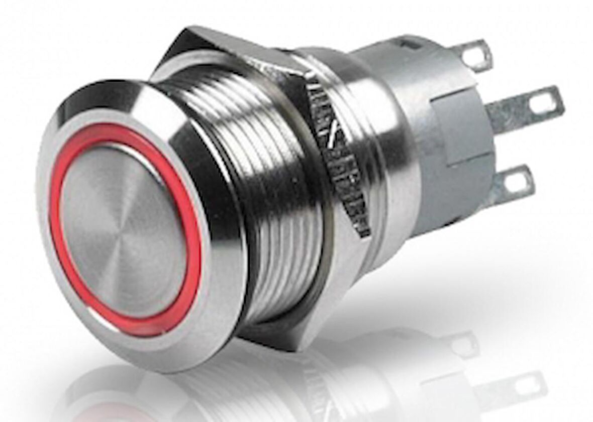 Hella Marine paslanmaz çelik, ledli switch Anlık Kırmızı 24V