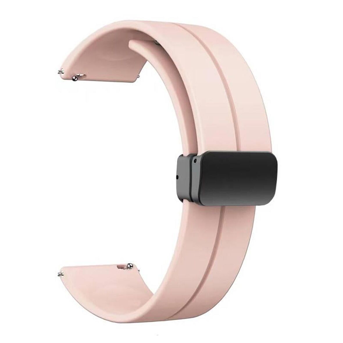 Oppo Watch 46mm 22mm Manyetik Klipsli Silikon Lüx Kordon + Metal Kordon Dönüştürücü