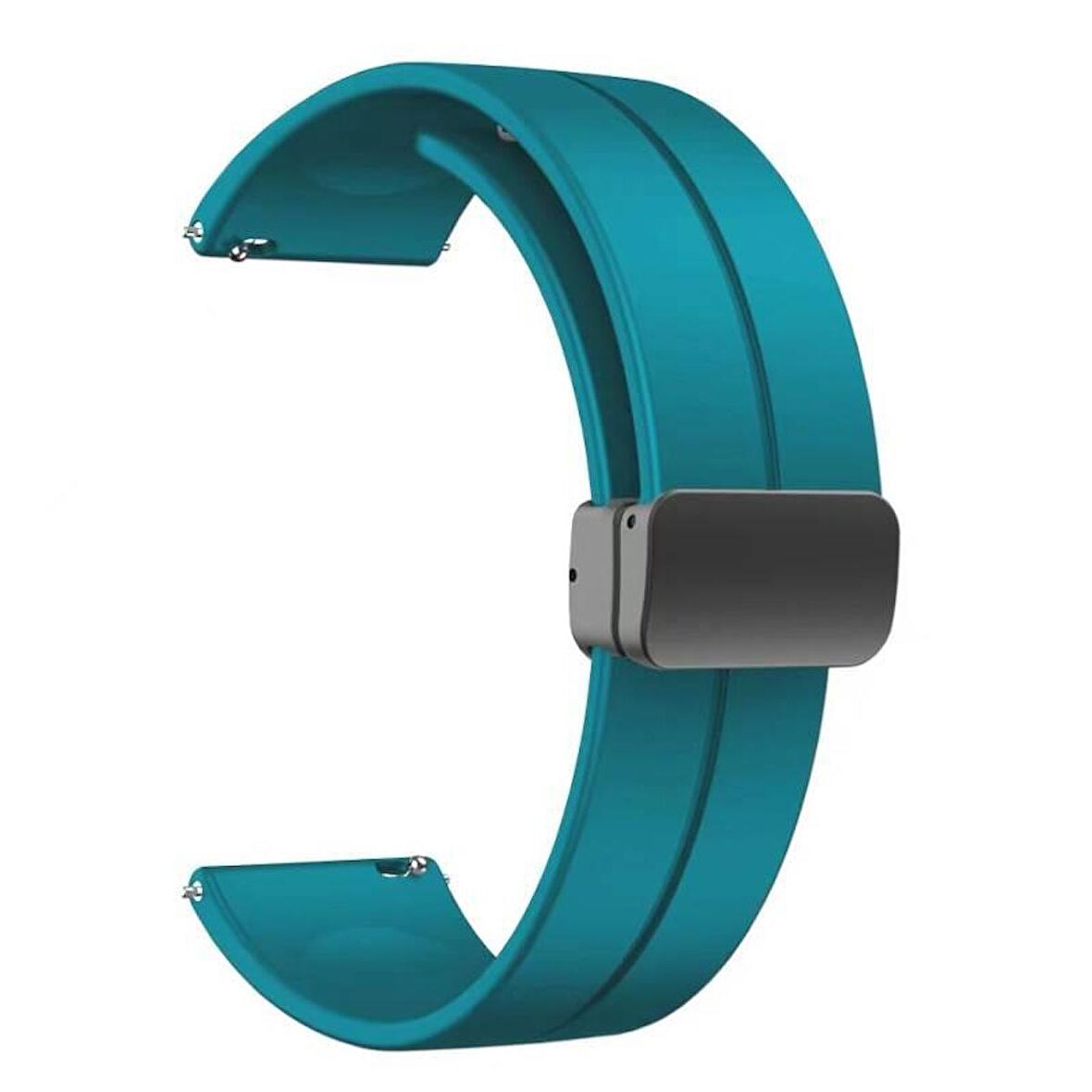 Oppo Watch 46mm 22mm Manyetik Klipsli Silikon Lüx Kordon + Metal Kordon Dönüştürücü